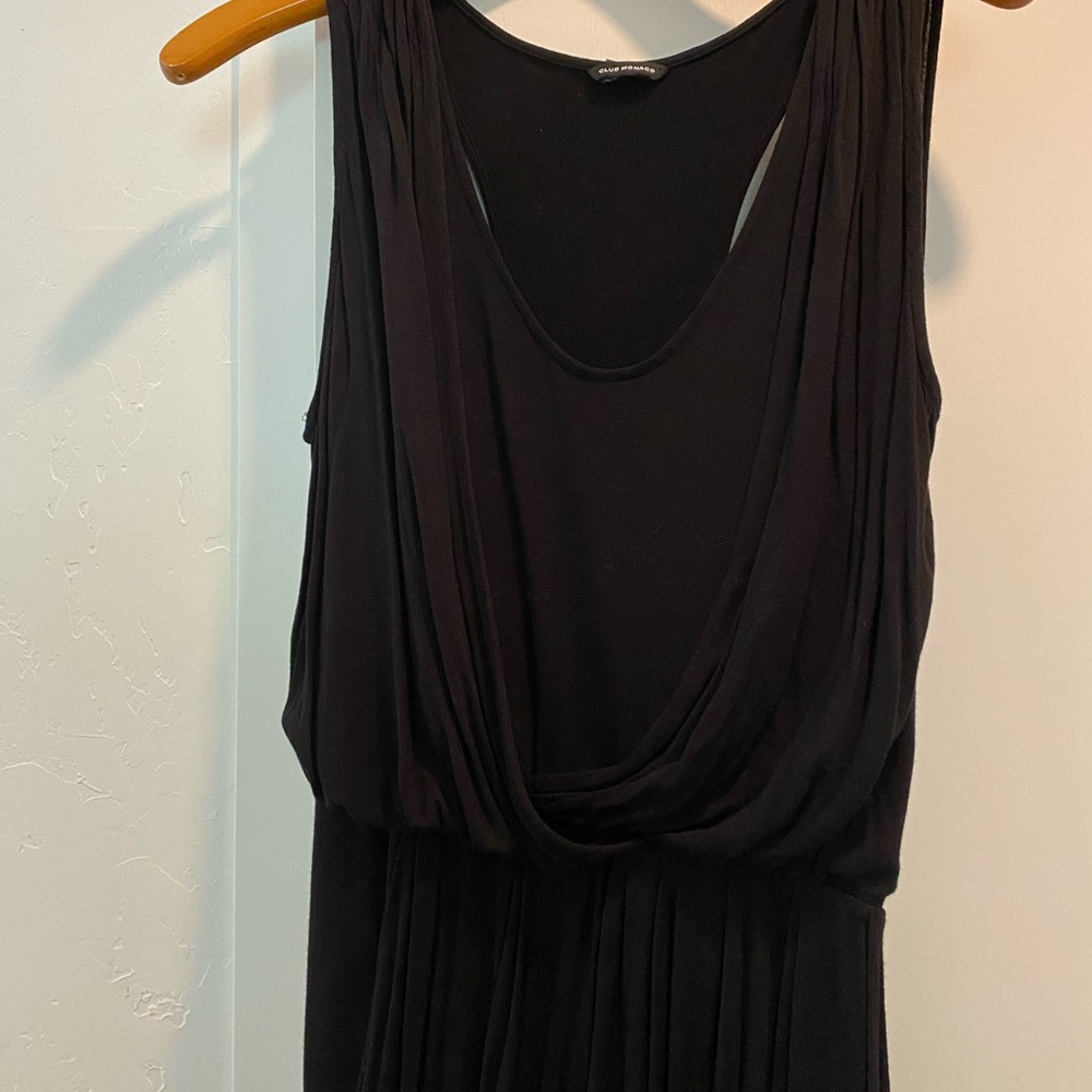 Drape-y black mini Club Monaco dress